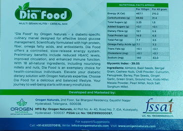 Dia Food – Multi Grain Nutri Cereal Mix | 45 g x 10 sachets |Net Weight 450 grams