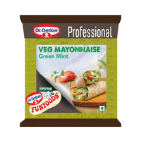 Dr. Oetker Funfoods Veg Mayonnaise Green Mint 1 kg – Creamy Mint Flavour Dip & Spread