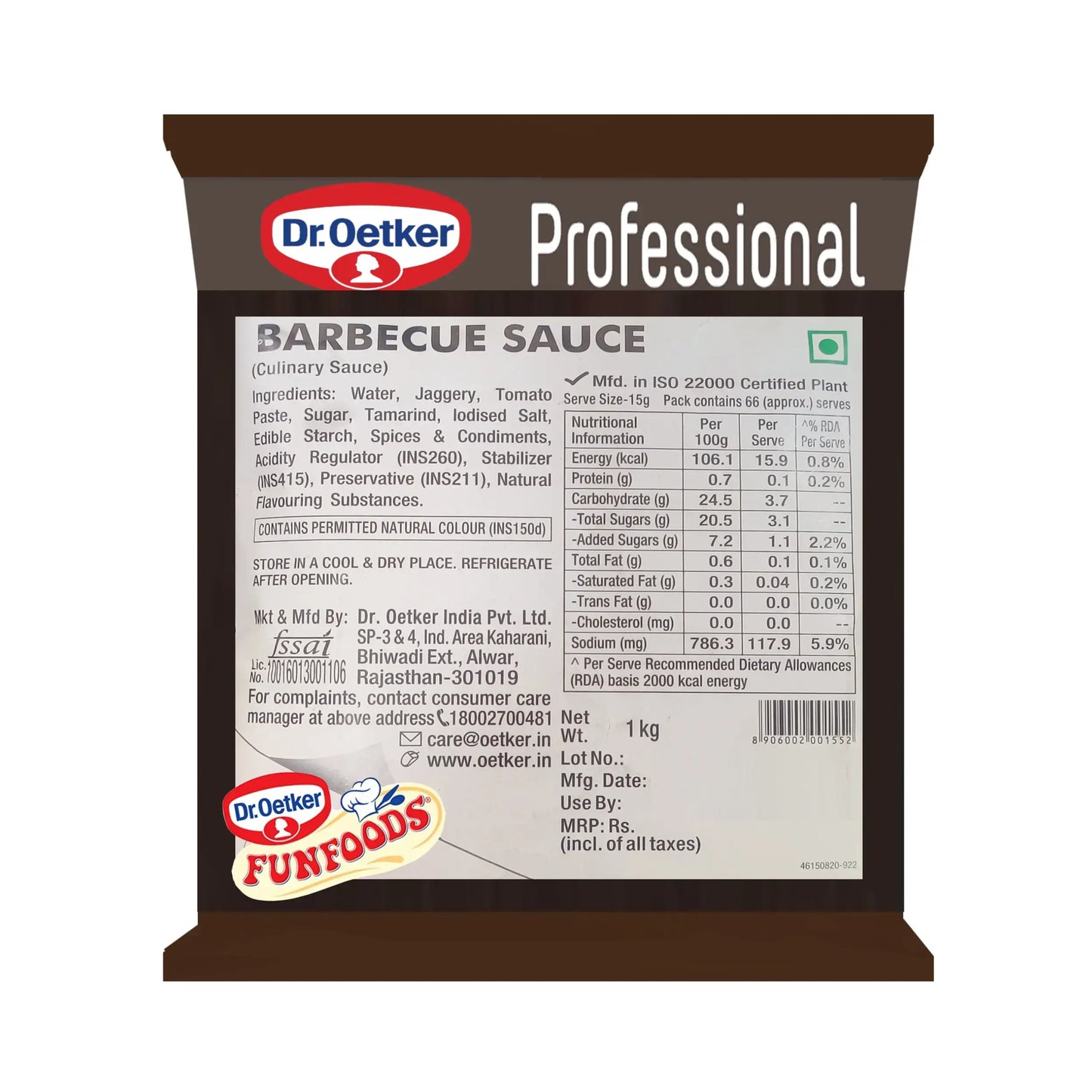 Dr. Oetker Funfoods Barbecue Sauce – 1 kg | Smoky & Tangy Grilling Sauce