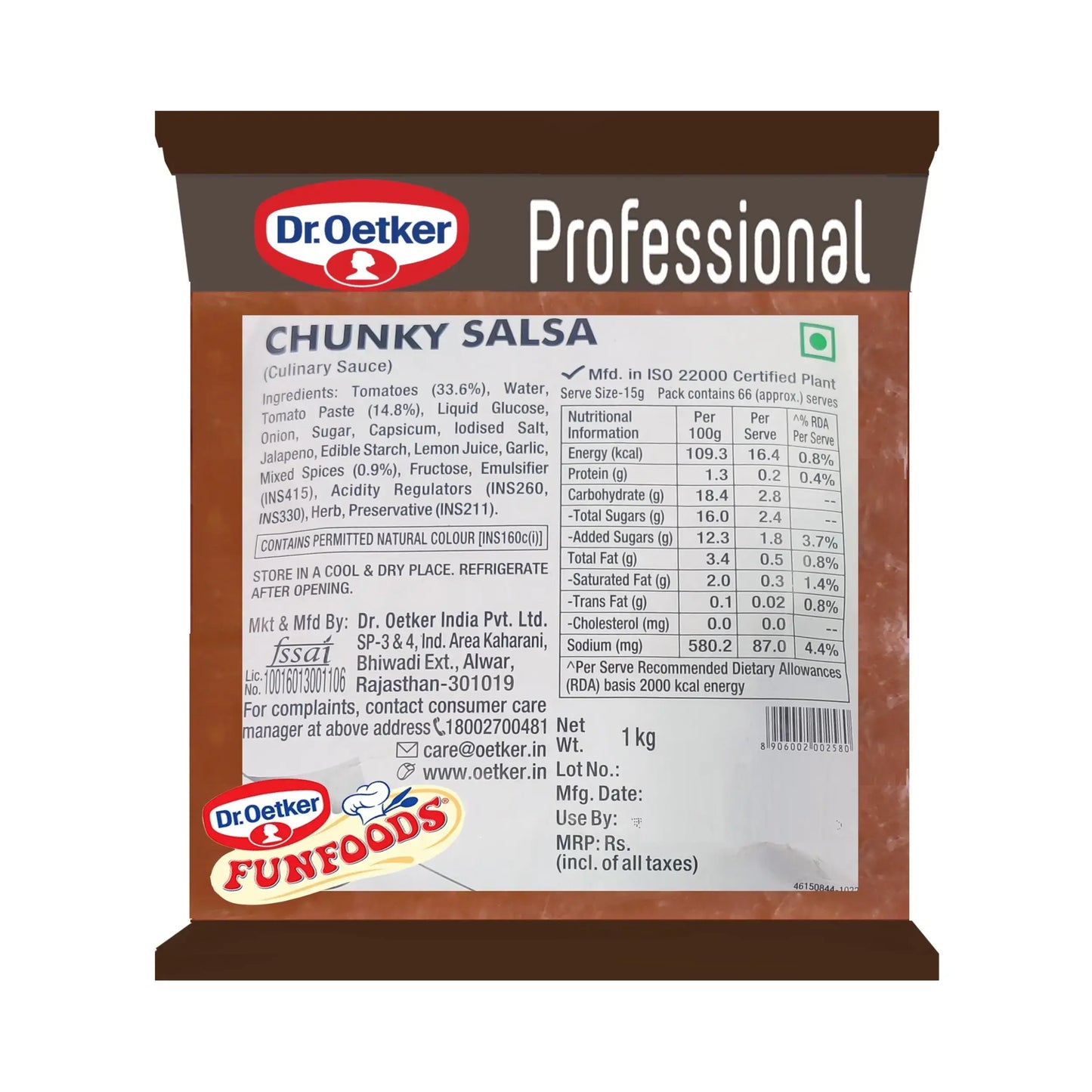 Dr. Oetker Funfoods Chunky Salsa – 1 kg | Zesty & Chunky Mexican-Style Sauce