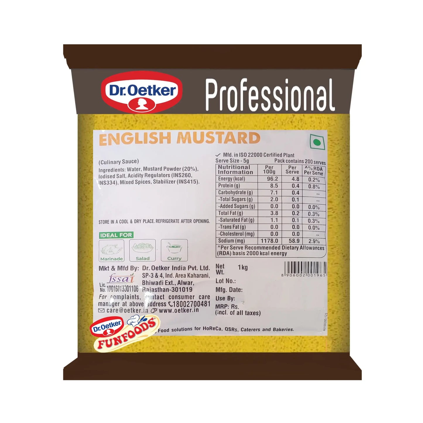 Dr. Oetker Funfoods English Mustard – 1 kg | Classic Tangy Mustard Condiment