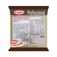 Dr. Oetker Funfoods Italian Style Pizza Cheese Topping – 1 kg | Rich & Meltable Cheese Blend