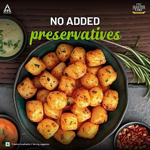 ITC Chilli Garlic Potato Shots 1 kg – Crispy & Spicy Garlic-Flavoured Potato Bites