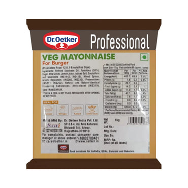Dr. Oetker Funfoods Veg Mayonnaise for Burger – 1 kg | Creamy & Smooth Burger Mayo